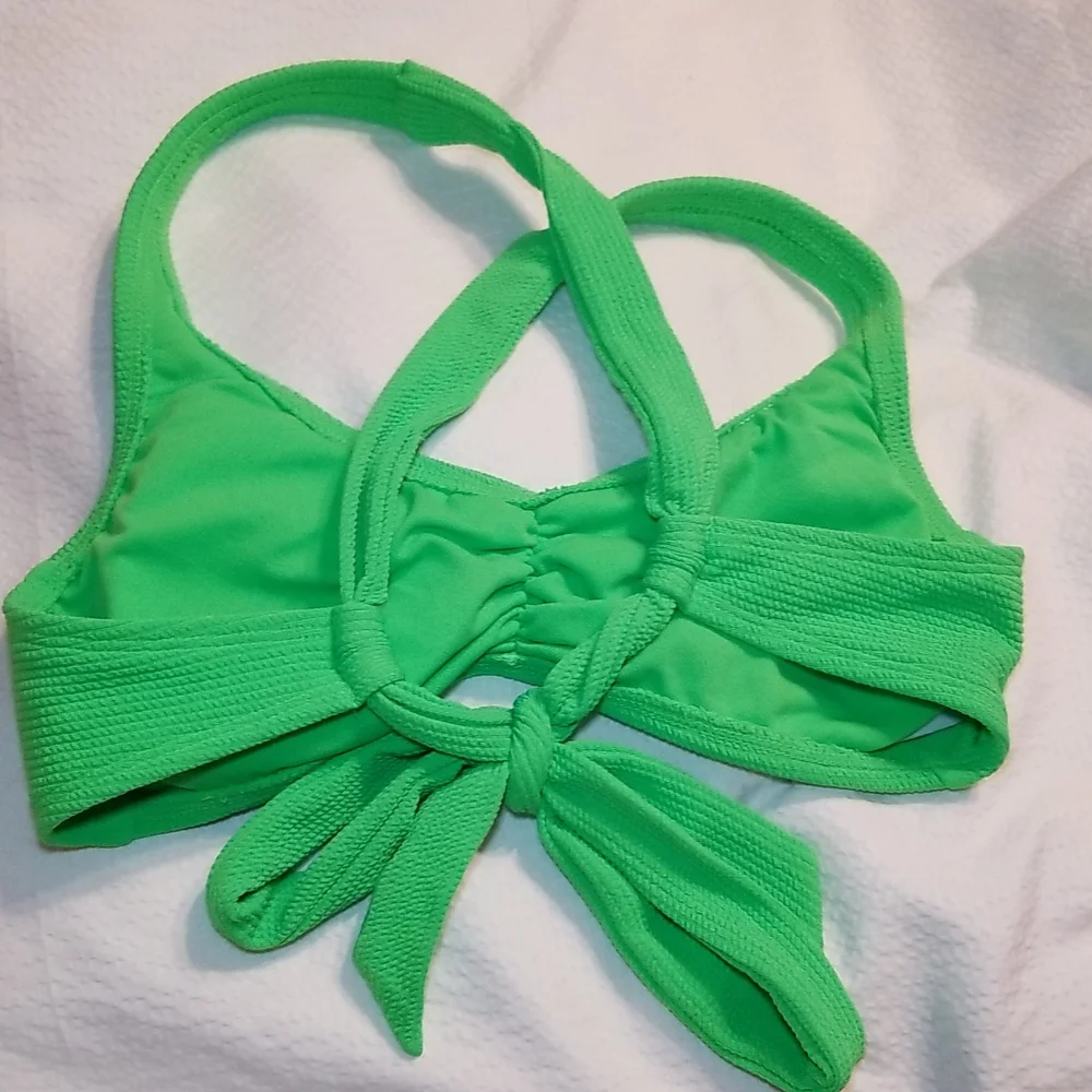 NWOT CROSS BACK TIE BACK BIKINI TOP BRA YOGA VOLLEYBALL DANCE GYM EXERCISE - Picture 3 of 4